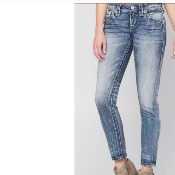 Rock Revival Jeans Size 26 Womens Nancy Crop Light Wash Blue Denim Skinny - Picture 12 of 13